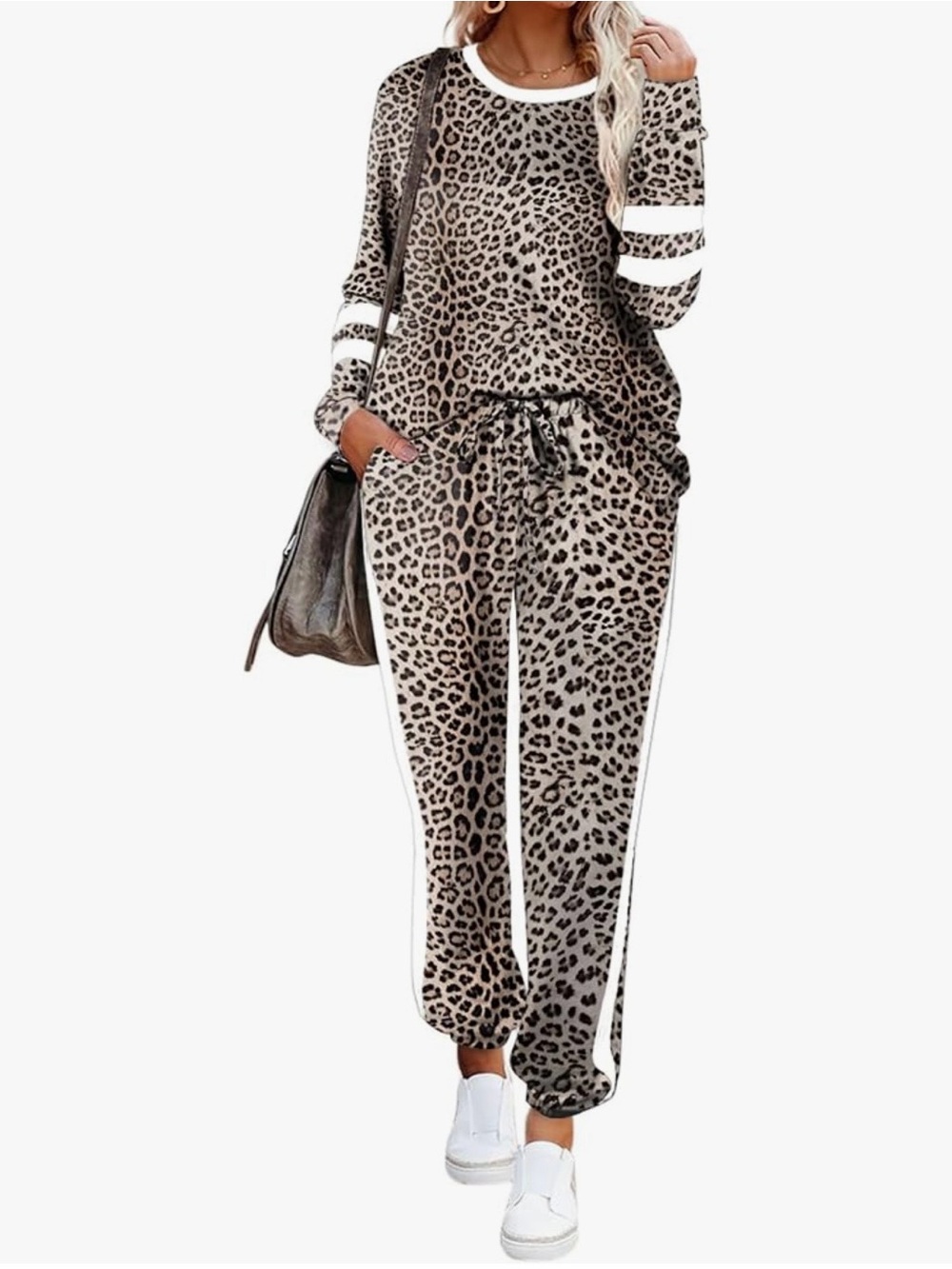 Aloodor Sweatsuit for Women Leopard Print